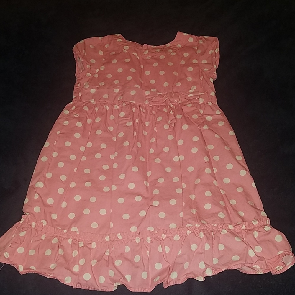 Girls pink white polka dot dress
